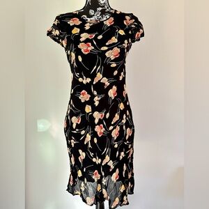Vintage black floral tea dress